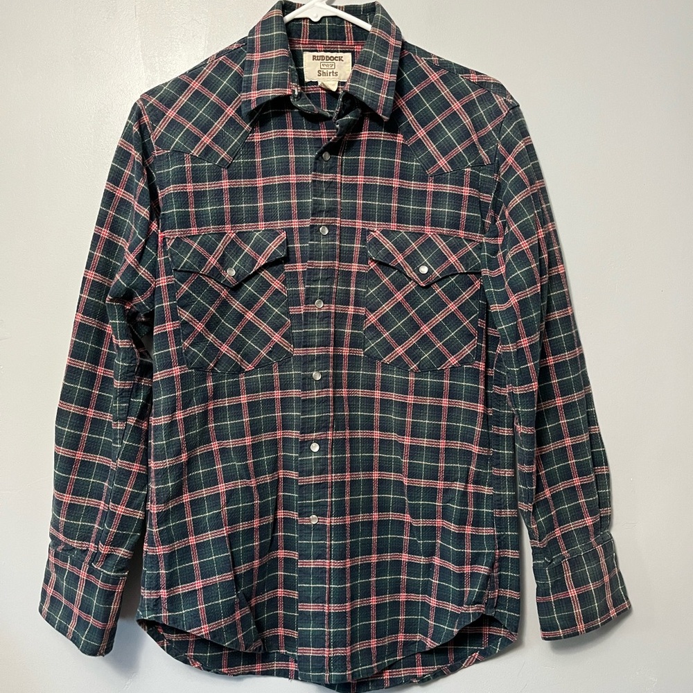 Vintage Ruddock Flying R Ranchwear Western Plaid Shirt with Pearl Snap Buttons